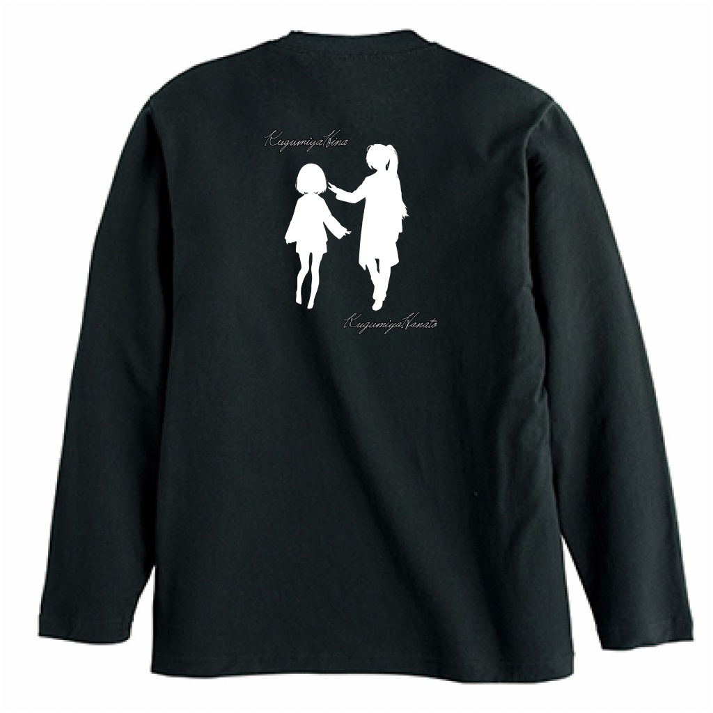 ひなはなシルエット長袖Tシャツ 5.6oz 黒・白2種類