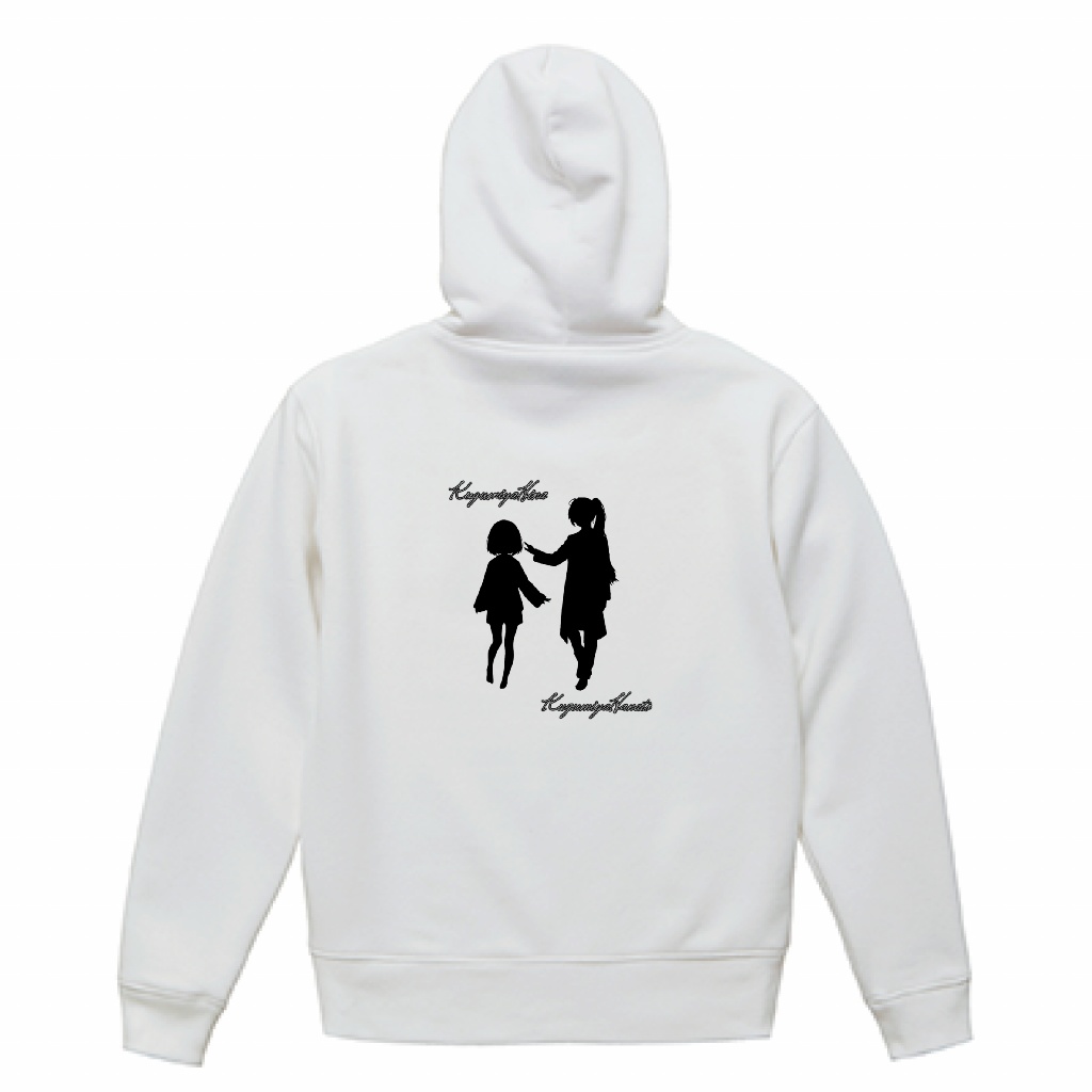 ひなはなシルエットパーカー(裏起毛) 10.0oz 黒・白2種類