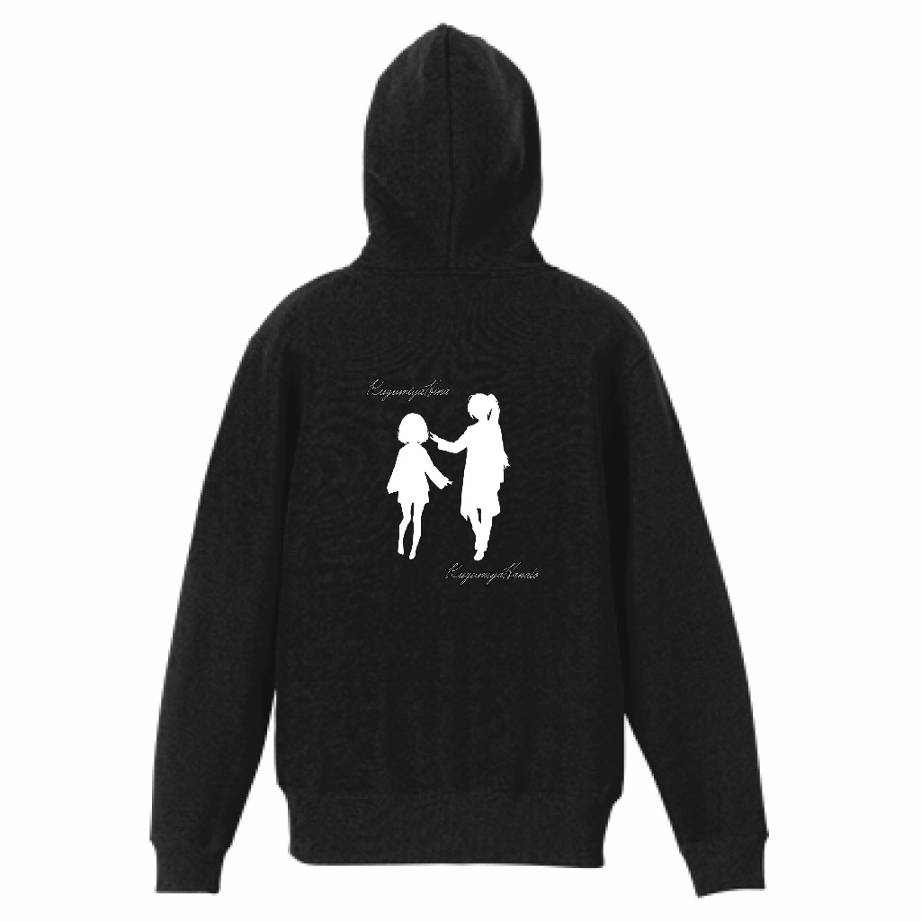 ひなはなジップパーカー(裏起毛) 10.0oz 黒・白