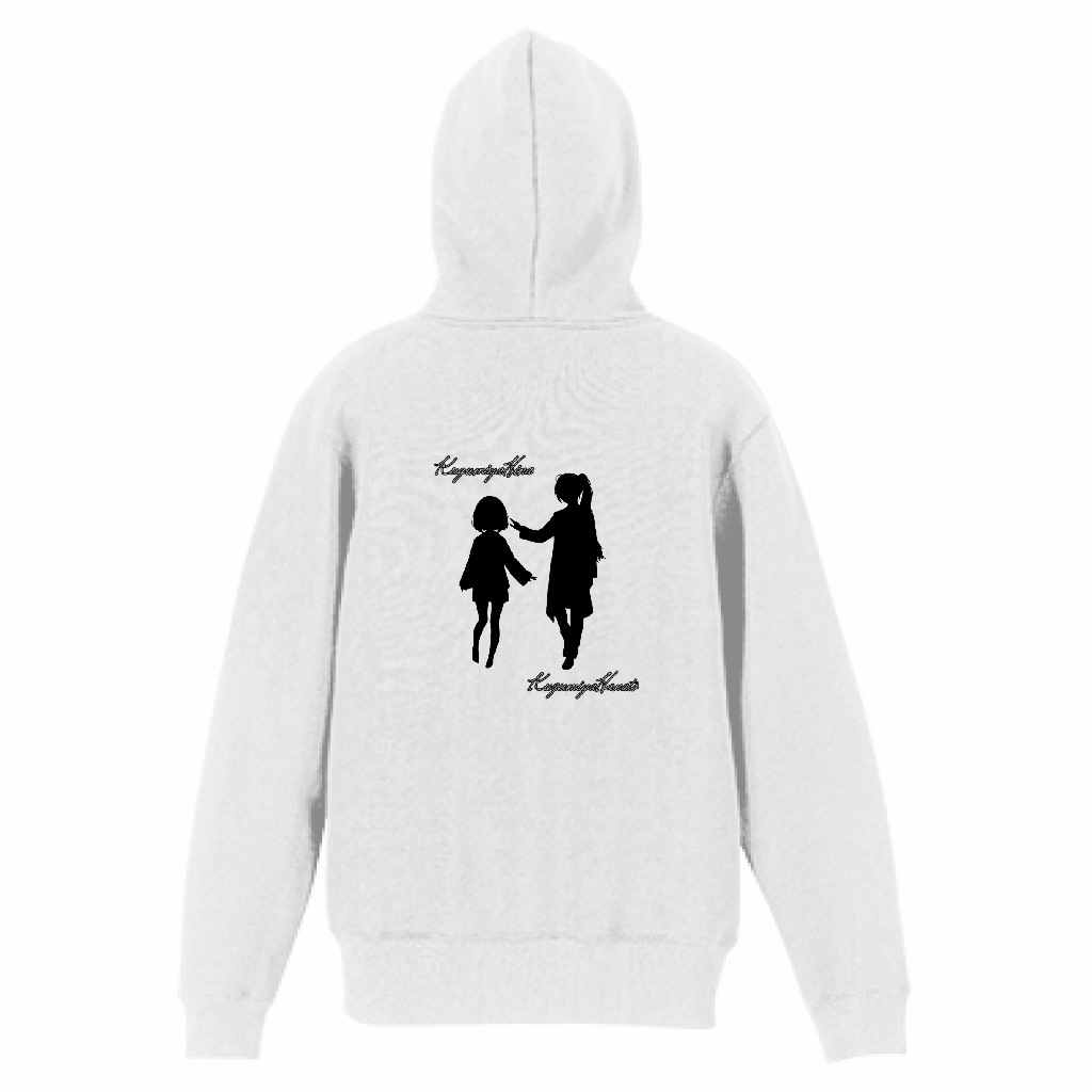 ひなはなジップパーカー(裏起毛) 10.0oz 黒・白