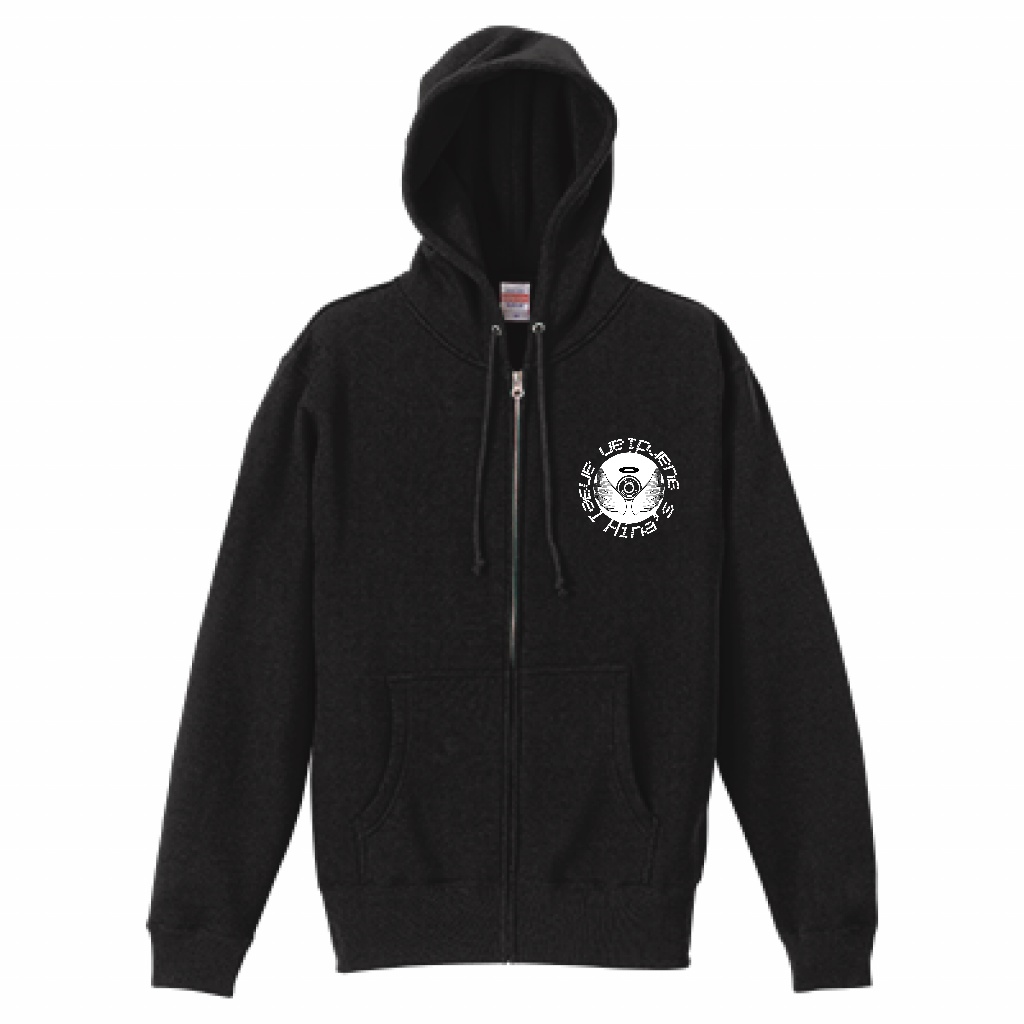 ひなはなジップパーカー(裏起毛) 10.0oz 黒・白