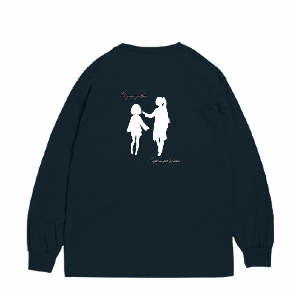 ひなはなシルエット長袖Tシャツ(リブ有) 6.0oz 黒・白2種類