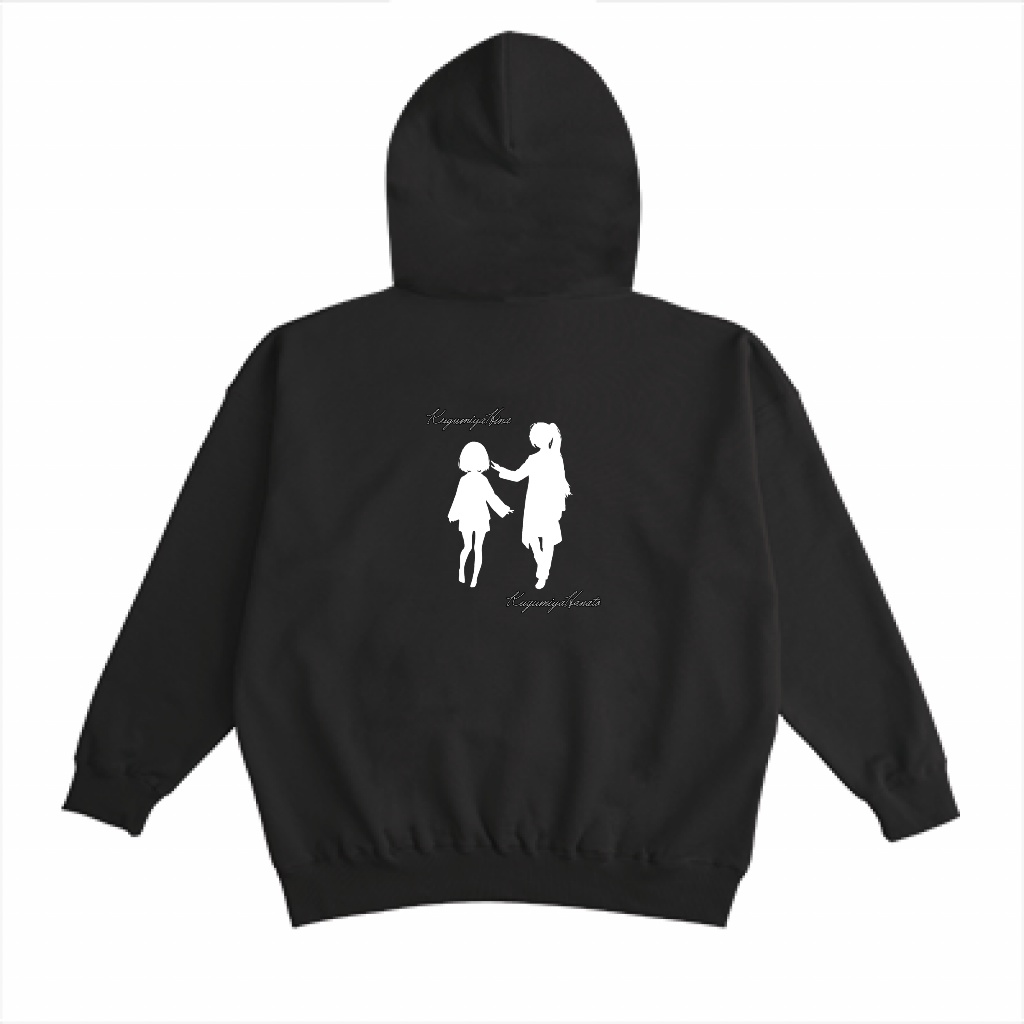 ひなはなシルエットパーカー(服の形ゆったり) 10oz 黒・白2種類