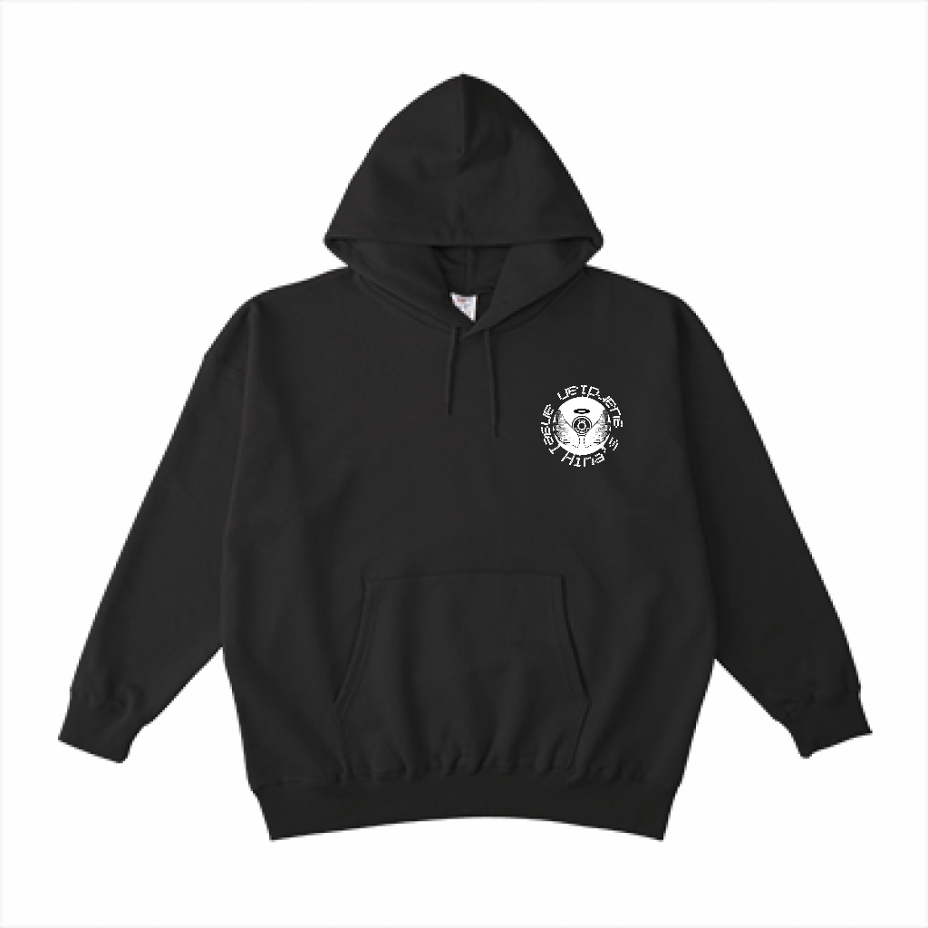 ひなはなシルエットパーカー(服の形ゆったり) 10oz 黒・白2種類