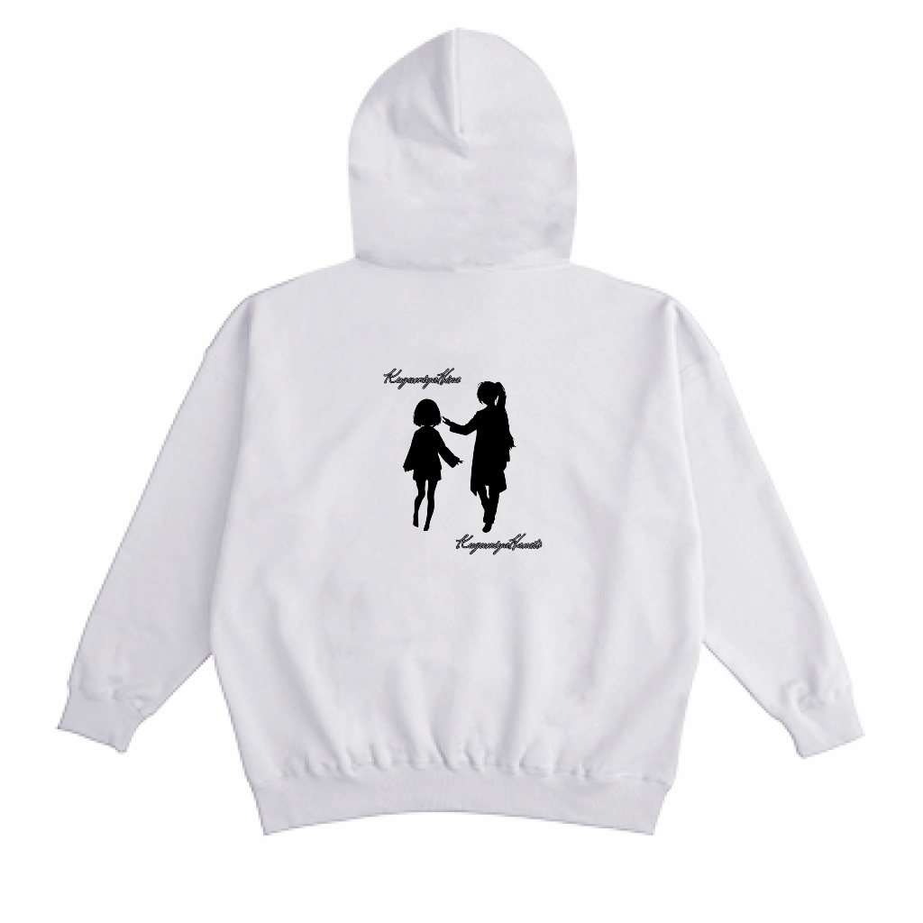 ひなはなシルエットパーカー(服の形ゆったり) 10oz 黒・白2種類