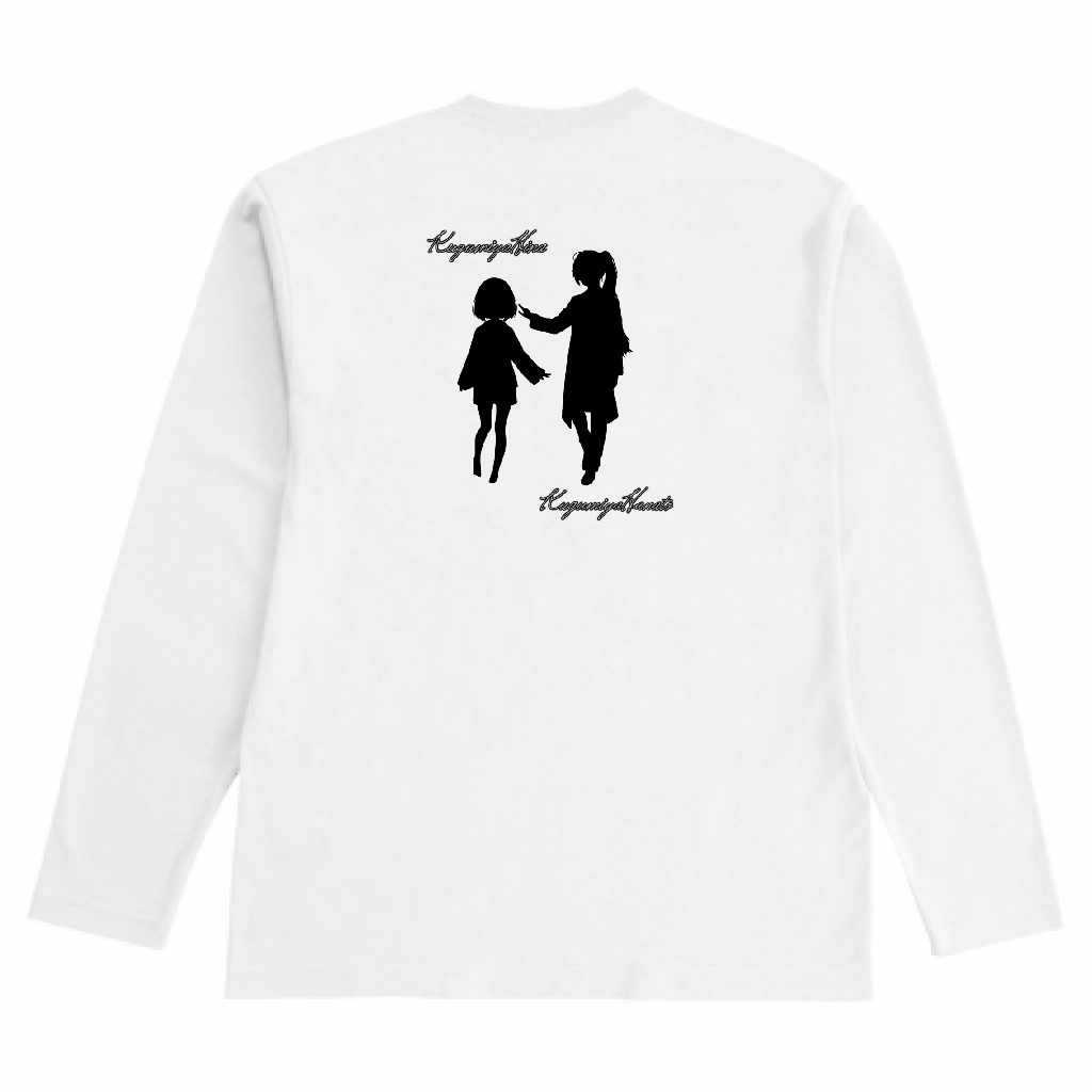 ひなはなシルエット長袖Tシャツ 6.2oz 黒・白2種類