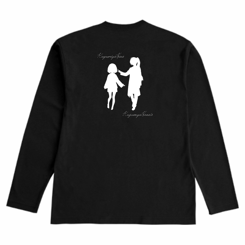 ひなはなシルエット長袖Tシャツ 6.2oz 黒・白2種類