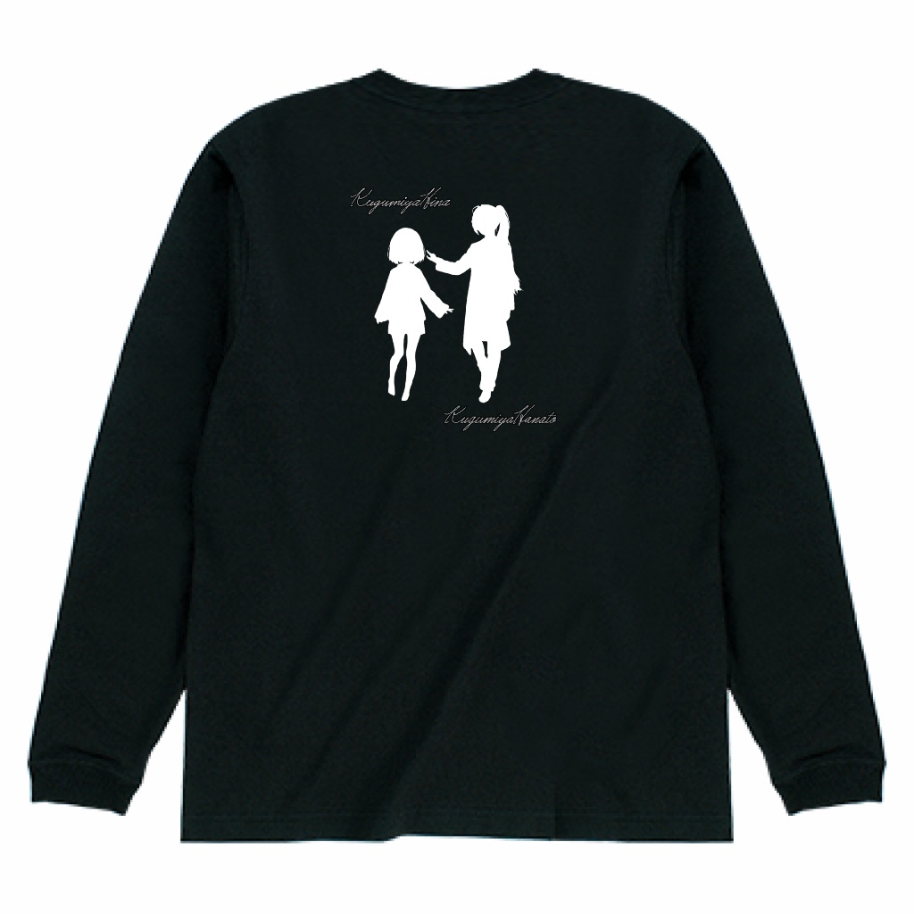 ひなはなシルエット長袖Tシャツ(リブ有) 6.2oz 黒・白2種類