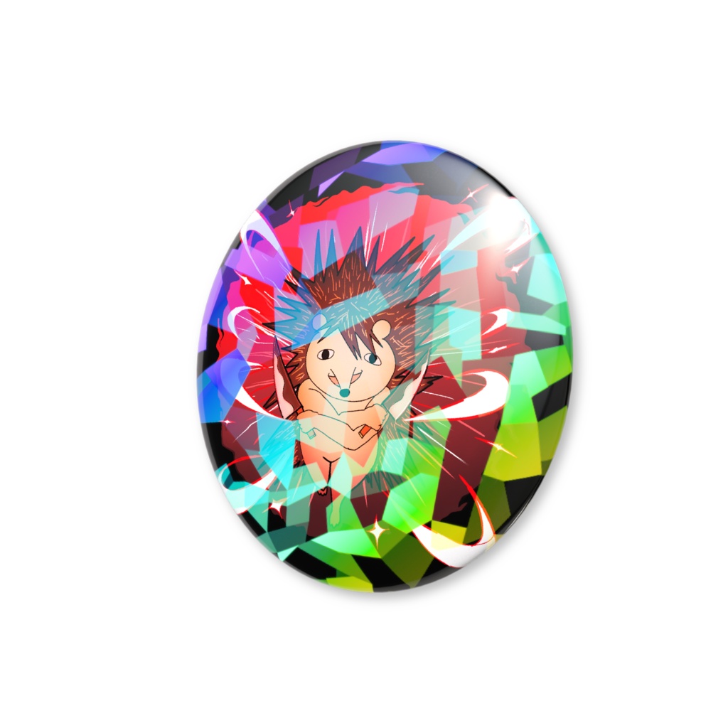 ミカドアニマルホログラム缶バッジ:ハリネズミくん・斬