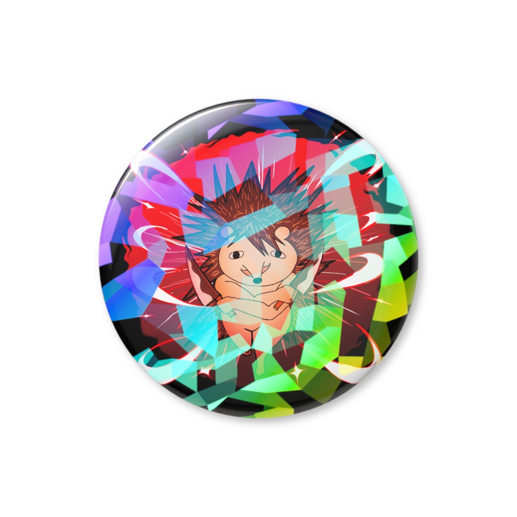 ミカドアニマルホログラム缶バッジ:ハリネズミくん・斬