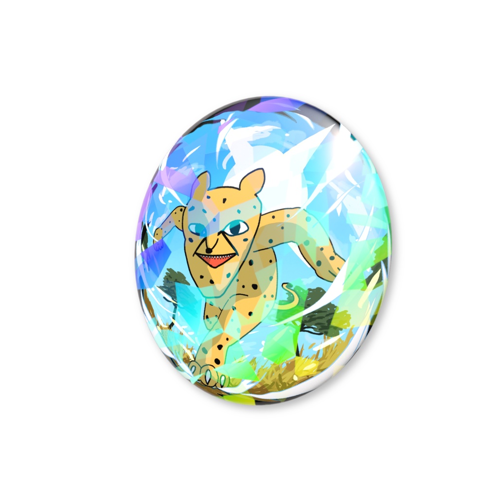 ミカドアニマルホログラム缶バッジ:チーターくん・走