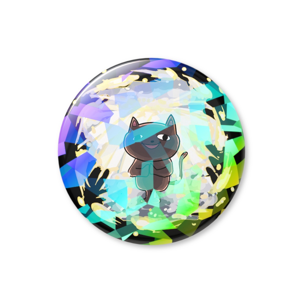 ミカドアニマルホログラム缶バッジ：ありがとねこ・神聖