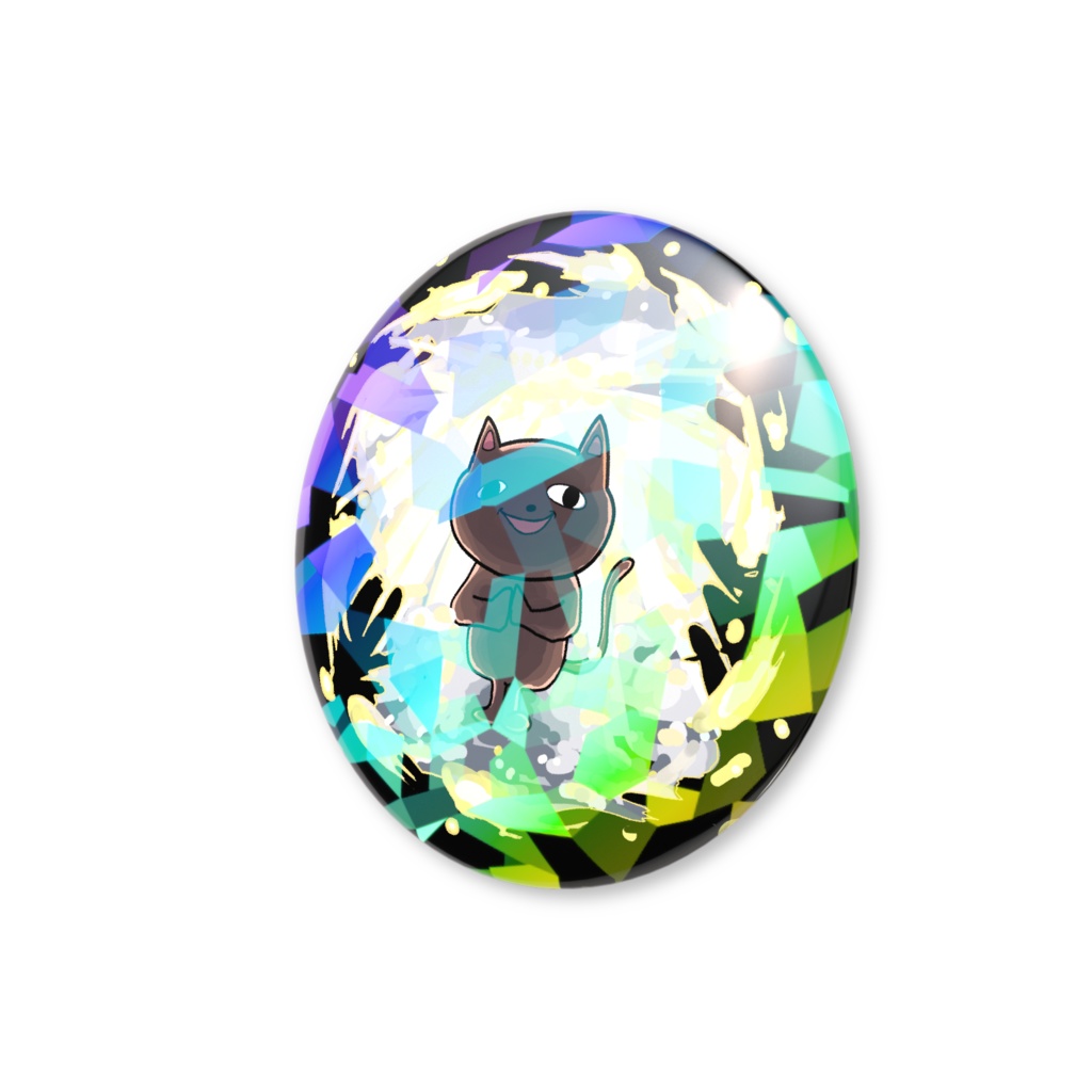 ミカドアニマルホログラム缶バッジ:ありがとねこ・神聖