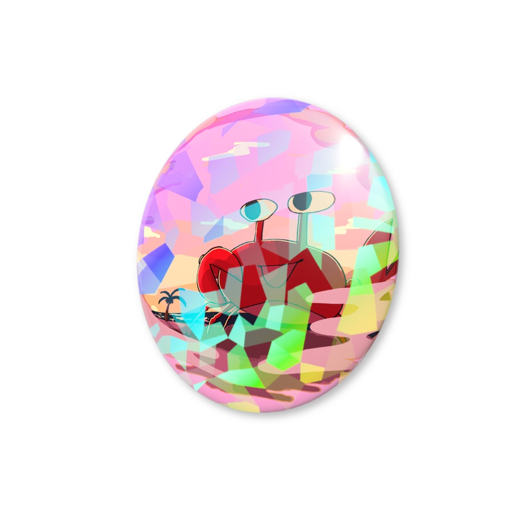 ミカドアニマルホログラム缶バッジ:リゾートのカニ