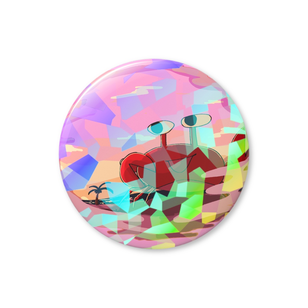 ミカドアニマルホログラム缶バッジ:リゾートのカニ