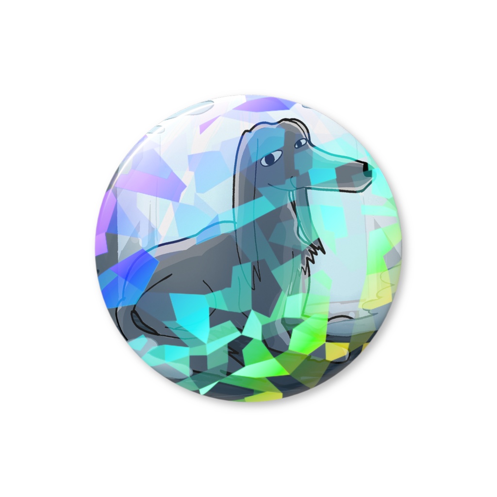 ミカドアニマルホログラム缶バッジ：高貴な犬