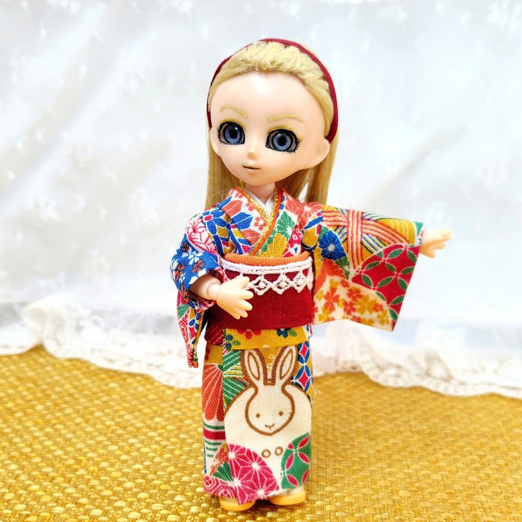 【ねんどろいどどーる】うさぎと手鞠の着物 フルコーデ3点セット