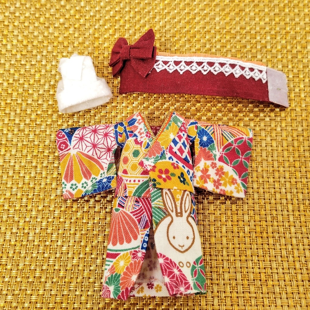【ねんどろいどどーる】うさぎと手鞠の着物 フルコーデ3点セット