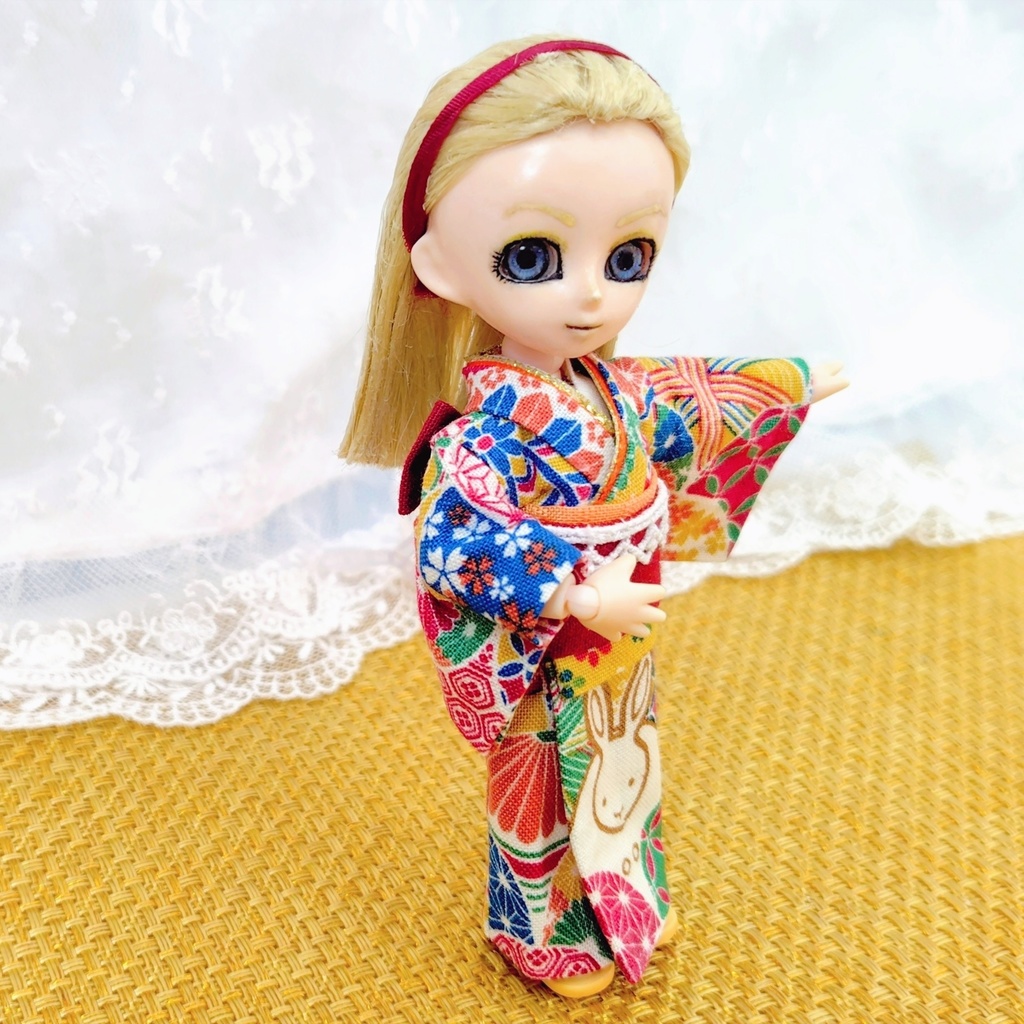 【ねんどろいどどーる】うさぎと手鞠の着物 フルコーデ3点セット