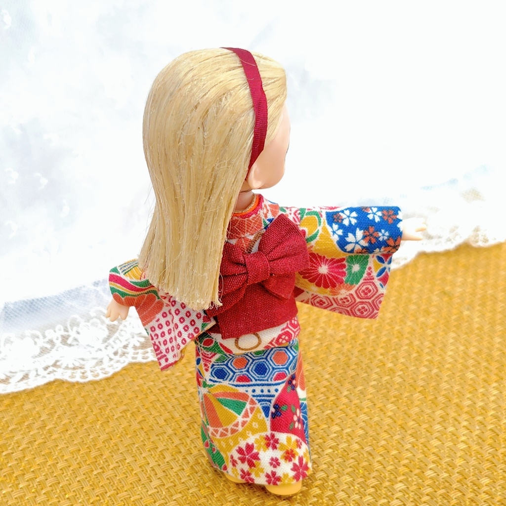 【ねんどろいどどーる】うさぎと手鞠の着物 フルコーデ3点セット