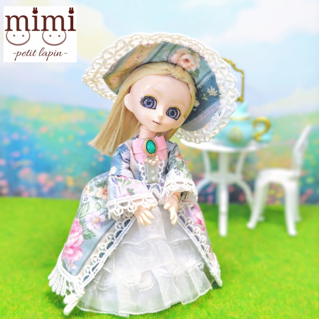 【オビツ11】薔薇のご令嬢フルコーデ4点セット　ドレス・帽子・スカート・パニエ