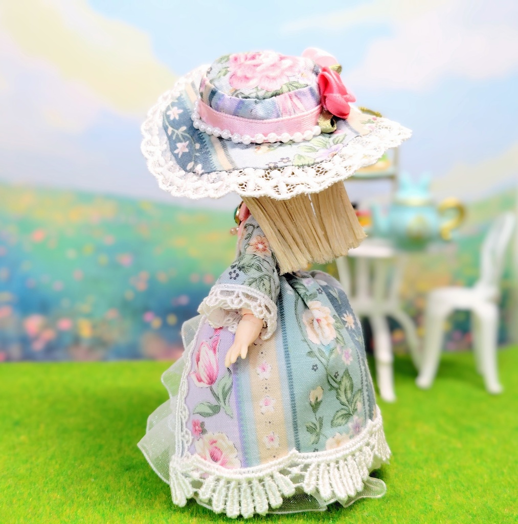 【オビツ11】薔薇のご令嬢フルコーデ4点セット　ドレス・帽子・スカート・パニエ