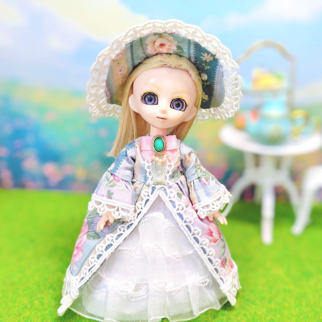 【オビツ11】薔薇のご令嬢フルコーデ4点セット　ドレス・帽子・スカート・パニエ