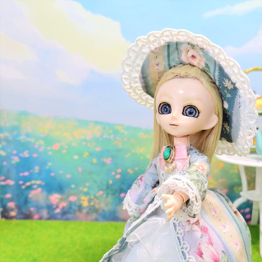 【オビツ11】薔薇のご令嬢フルコーデ4点セット　ドレス・帽子・スカート・パニエ