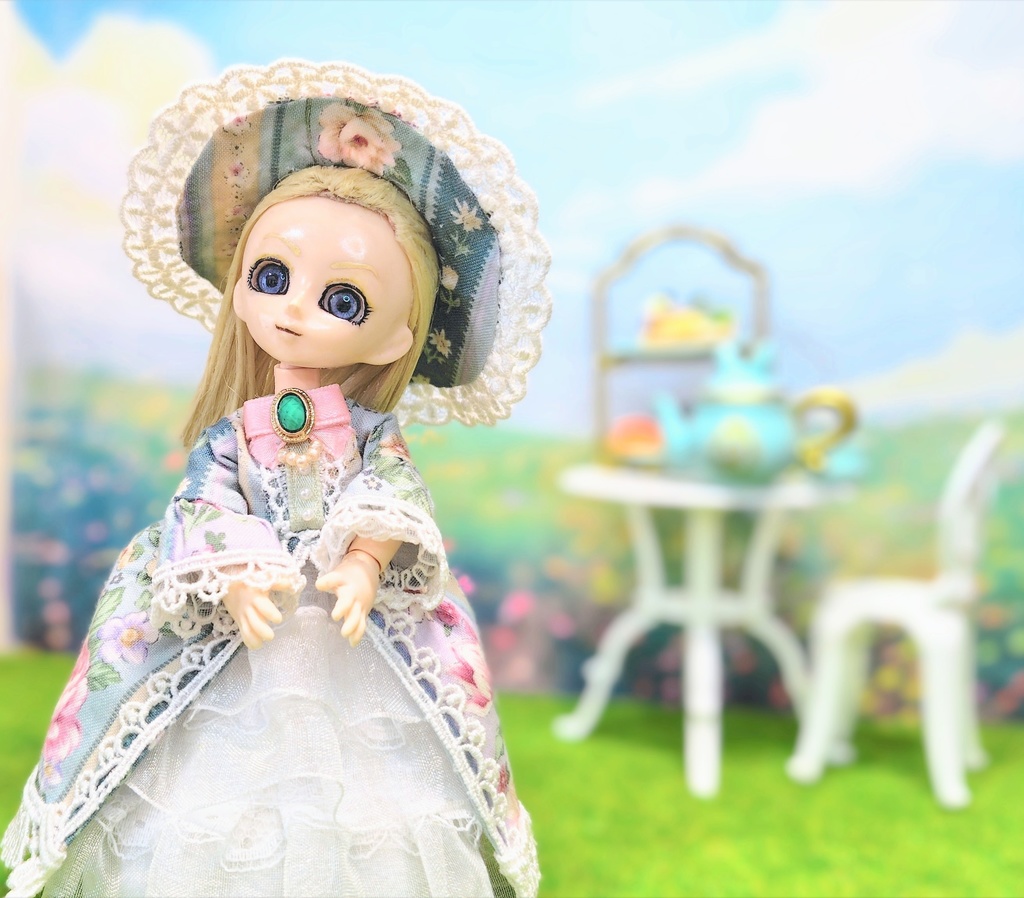 【オビツ11】薔薇のご令嬢フルコーデ4点セット　ドレス・帽子・スカート・パニエ