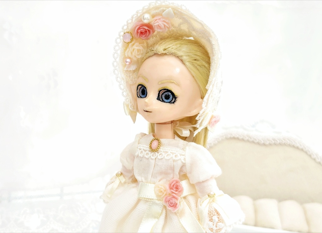 【オビツ11】天使の薔薇ドレスフルコーデ(ワンピース&ボンネット)