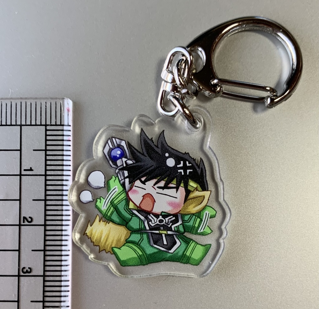 ポップわんこアクリルキーホルダー (襟が引っかかって激おこ)