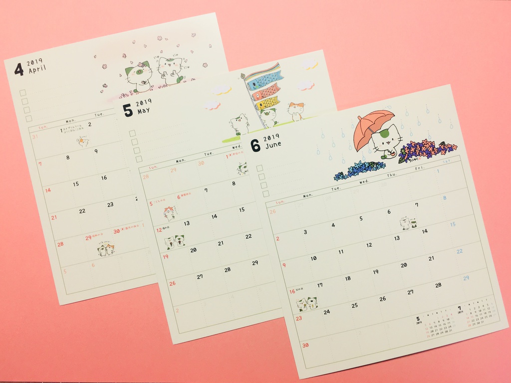 まっちゃねこ。2019年卓上カレンダー