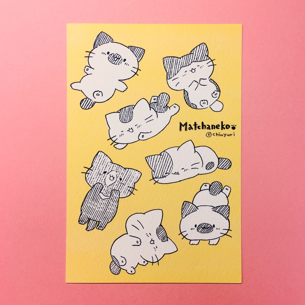 まっちゃねこ。ポストカード【ねこまみれ】
