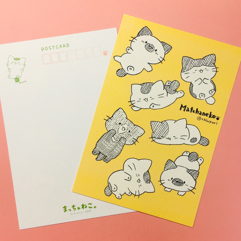 まっちゃねこ。ポストカード【ねこまみれ】