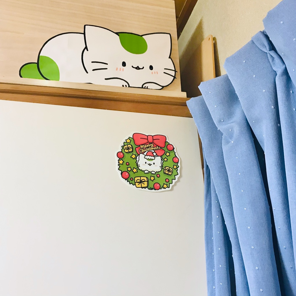 まっちゃねこ。ポストカード【クリスマスリース】