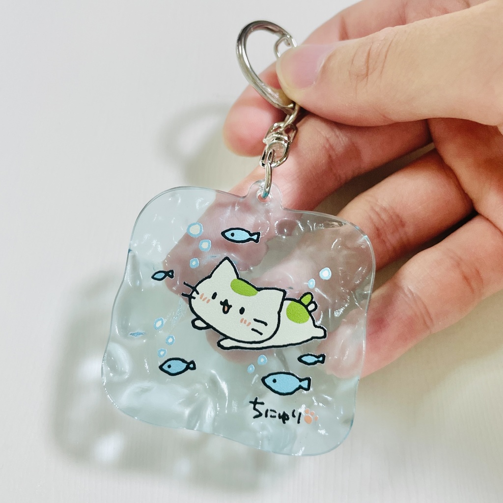 まっちゃねこ。水中アクリルキーホルダー