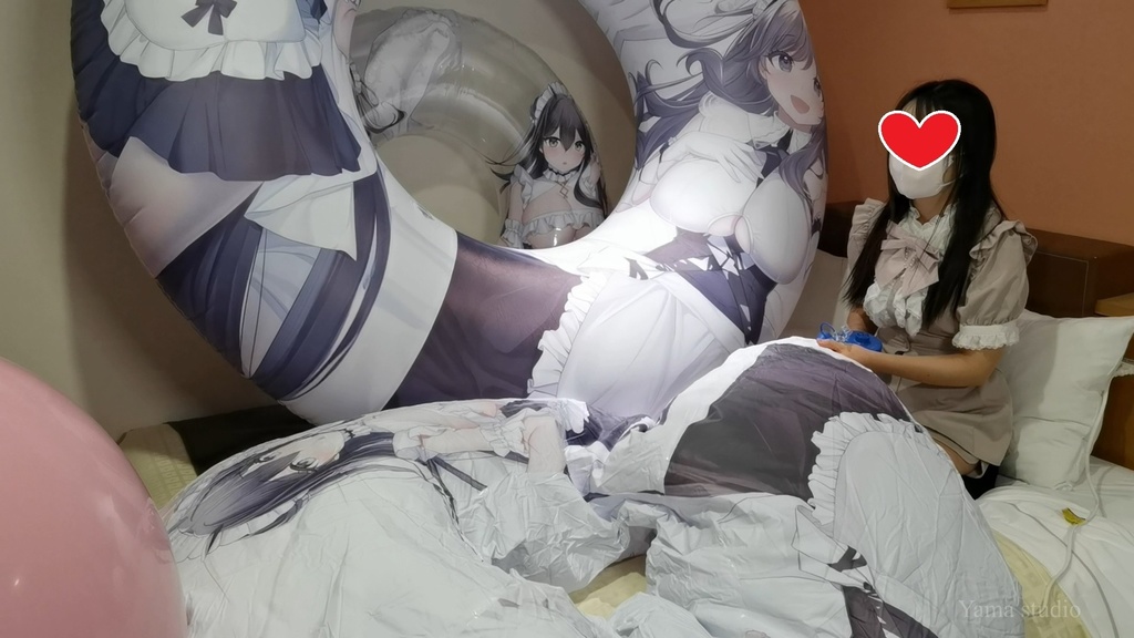 黒髪Mちゃんの初めての空ビ遊び M-chan's first inflatable play