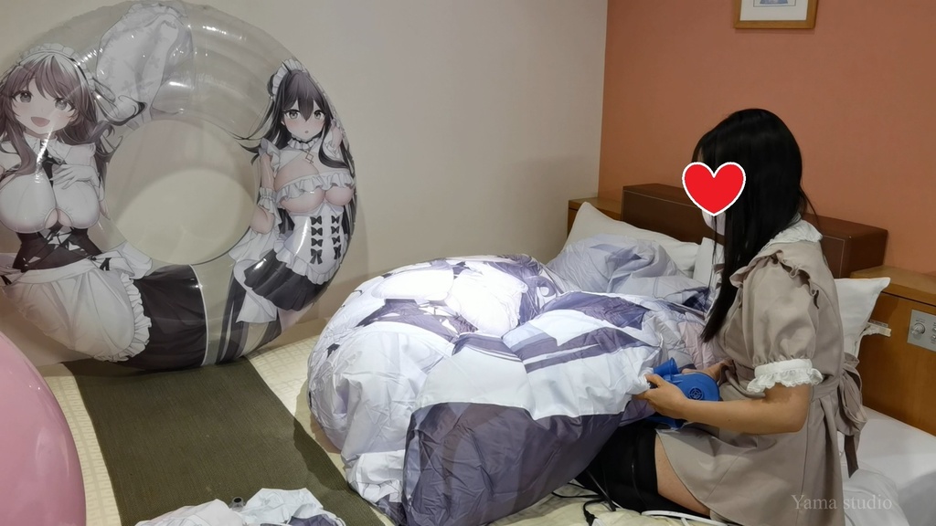 黒髪Mちゃんの初めての空ビ遊び M-chan's first inflatable play