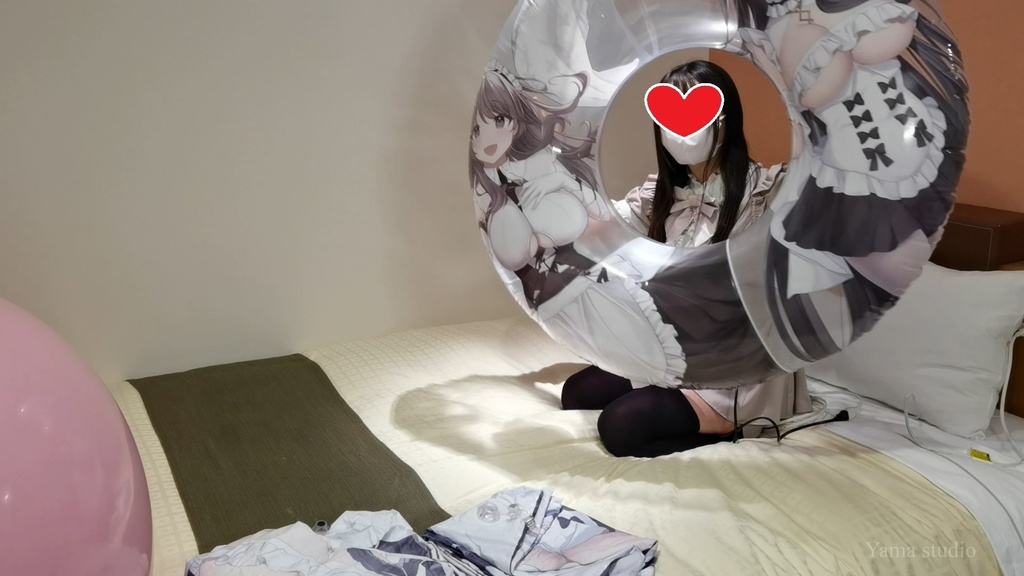 黒髪Mちゃんの初めての空ビ遊び M-chan's first inflatable play