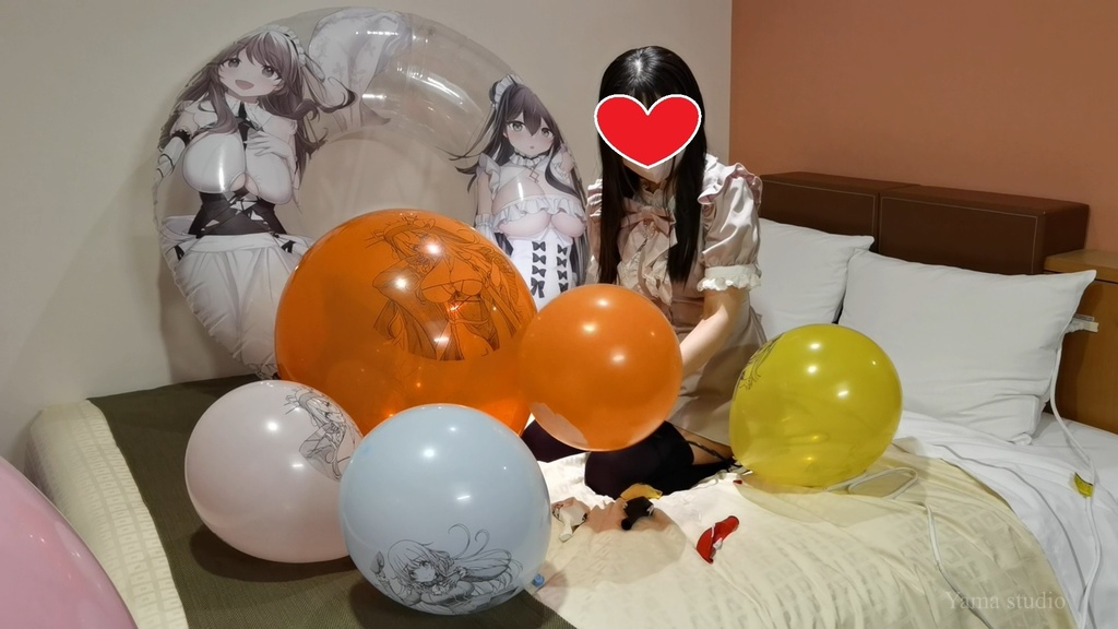 黒髪Mちゃんのイラスト風船遊び M-chan's Anime balloon play