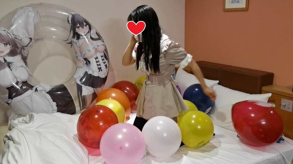 黒髪Mちゃんのイラスト風船遊び&割り2 M-chan's Anime balloon play & Pop2