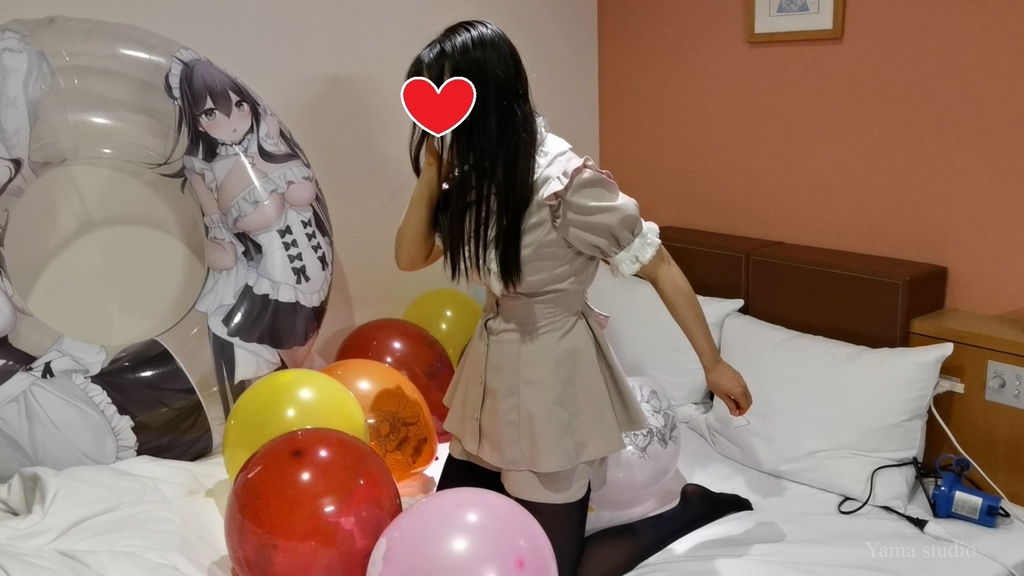 黒髪Mちゃんのイラスト風船遊び&割り2 M-chan's Anime balloon play & Pop2