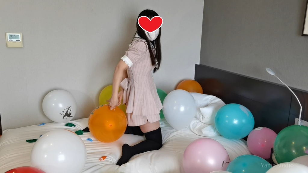 黒髪Mちゃんの針で風船割り M-chan's Pin to Pop