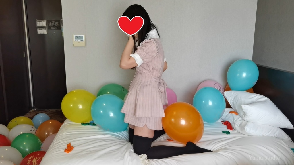 黒髪Mちゃんの針で風船割り M-chan's Pin to Pop