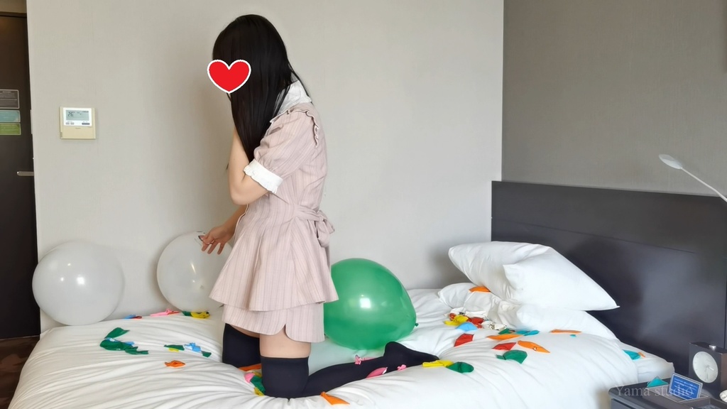 黒髪Mちゃんの針で風船割り M-chan's Pin to Pop