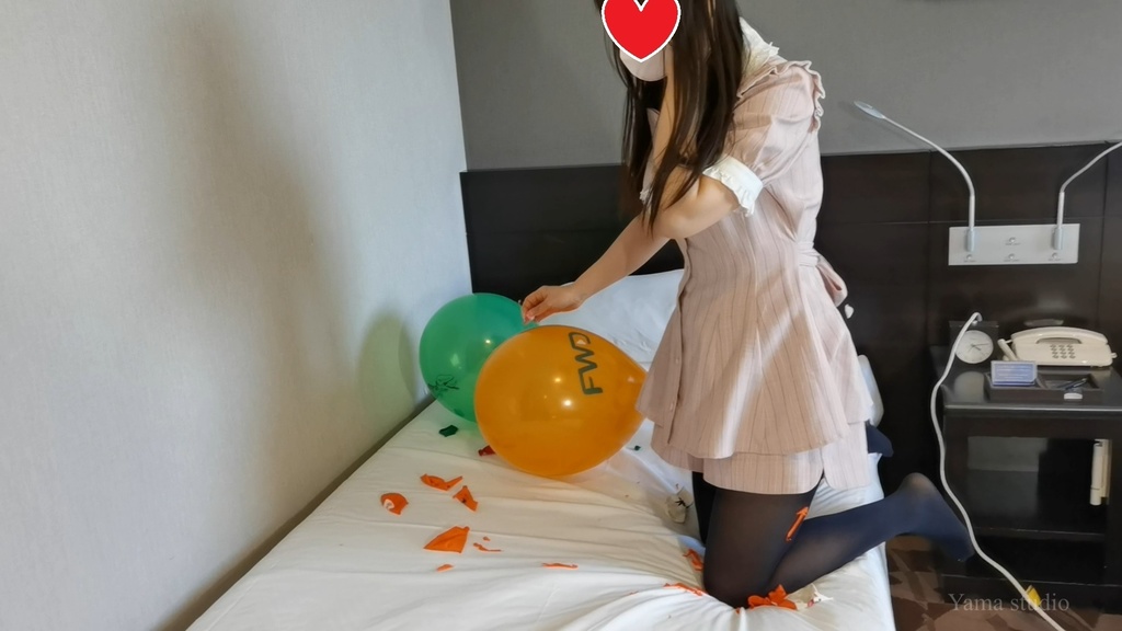 黒髪Mちゃんのお尻&針で風船割り M-chan's Ride&Pin to Pop