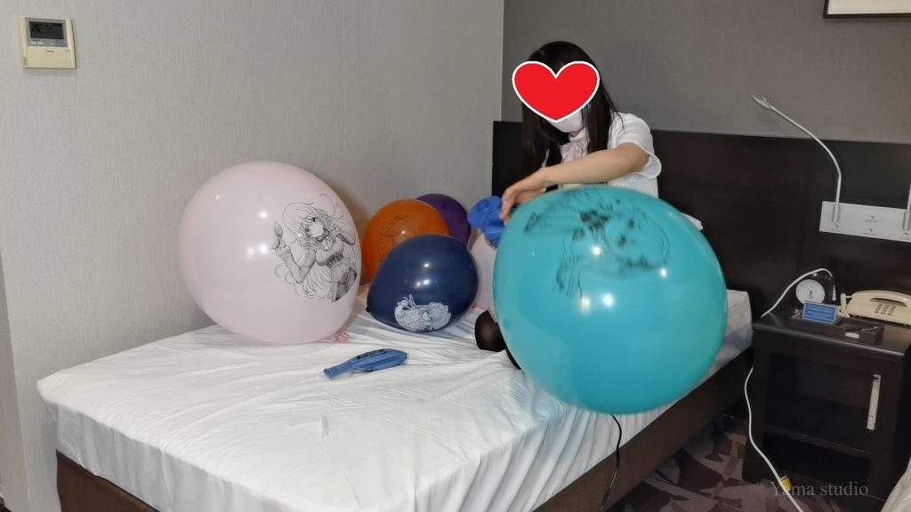 黒髪Mちゃんのイラスト風船遊び2 M-chan's Anime balloon play 2