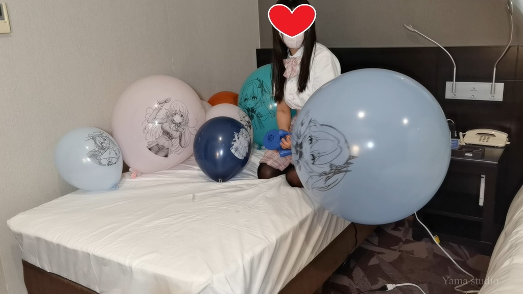 黒髪Mちゃんのイラスト風船遊び2 M-chan's Anime balloon play 2