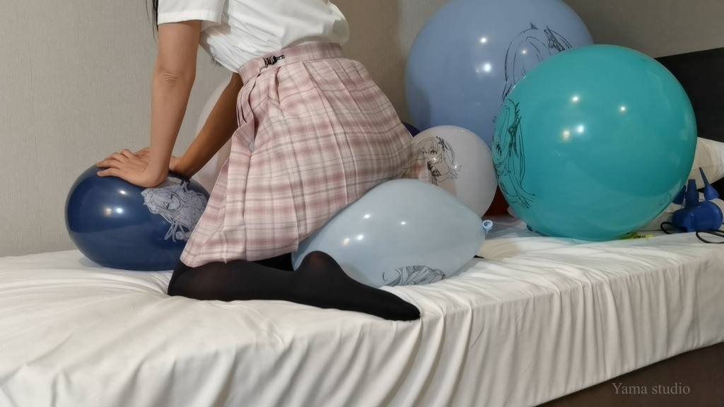 黒髪Mちゃんのイラスト風船遊び2 M-chan's Anime balloon play 2