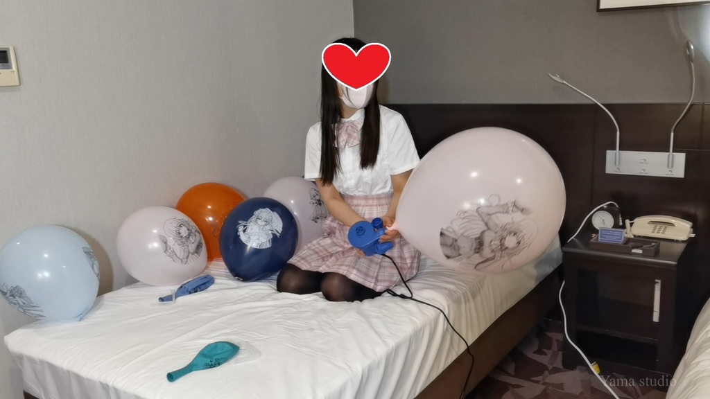 黒髪Mちゃんのイラスト風船遊び2 M-chan's Anime balloon play 2